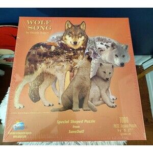 SunsOut Wolf Song 1000 Pieces Jigsaw Puzzle Special Shaped Die Cut Dennis Rogers